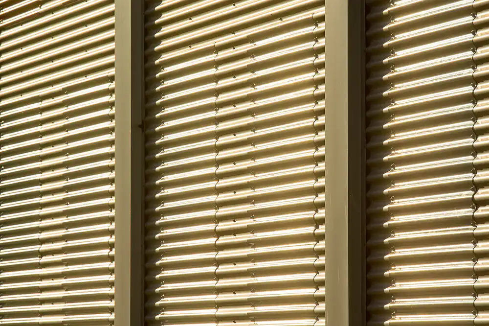 Close up of the large industrial windows and blackout blind system